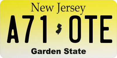 NJ license plate A71OTE