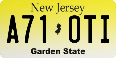 NJ license plate A71OTI