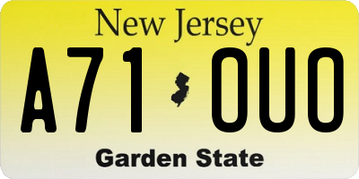 NJ license plate A71OUO