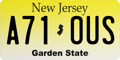 NJ license plate A71OUS