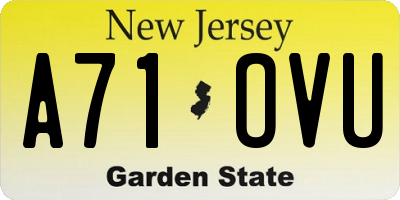 NJ license plate A71OVU