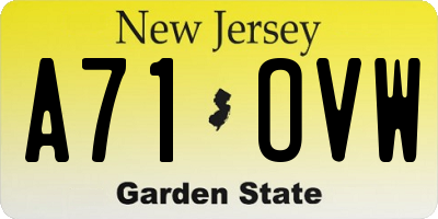 NJ license plate A71OVW