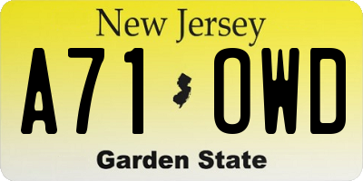 NJ license plate A71OWD