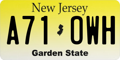 NJ license plate A71OWH