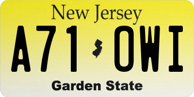 NJ license plate A71OWI