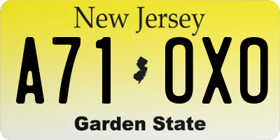 NJ license plate A71OXO