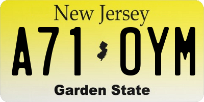 NJ license plate A71OYM