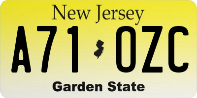 NJ license plate A71OZC