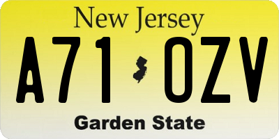 NJ license plate A71OZV