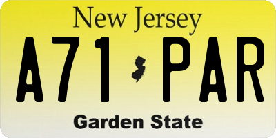 NJ license plate A71PAR
