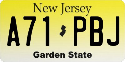 NJ license plate A71PBJ