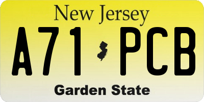 NJ license plate A71PCB
