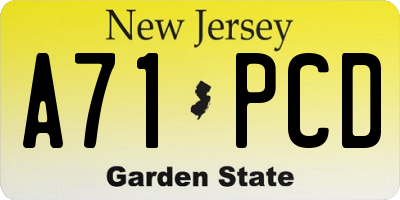NJ license plate A71PCD
