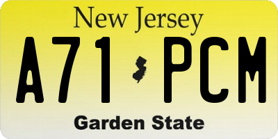 NJ license plate A71PCM