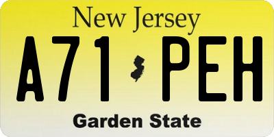 NJ license plate A71PEH