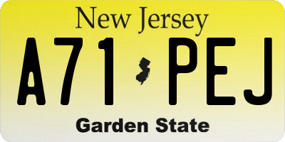 NJ license plate A71PEJ
