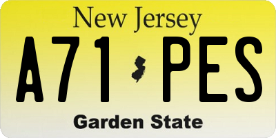 NJ license plate A71PES