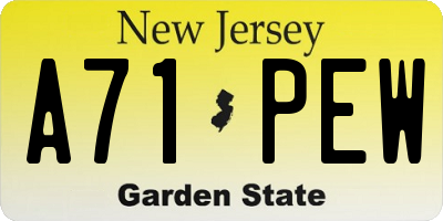NJ license plate A71PEW