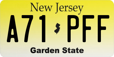 NJ license plate A71PFF