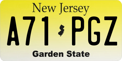 NJ license plate A71PGZ