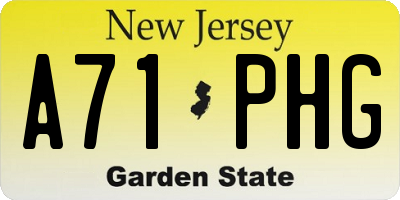 NJ license plate A71PHG