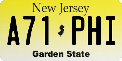 NJ license plate A71PHI