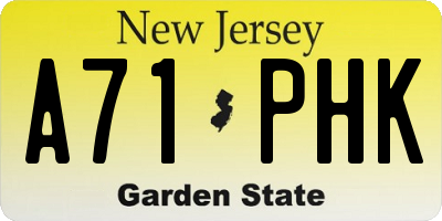 NJ license plate A71PHK
