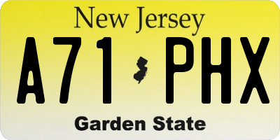 NJ license plate A71PHX