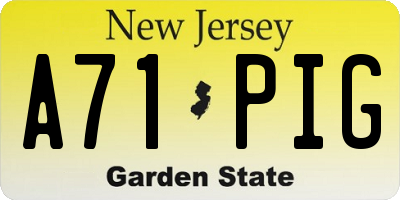 NJ license plate A71PIG