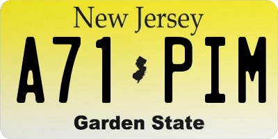 NJ license plate A71PIM