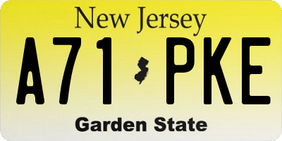 NJ license plate A71PKE