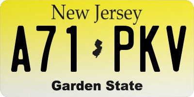 NJ license plate A71PKV