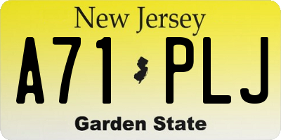 NJ license plate A71PLJ