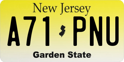 NJ license plate A71PNU