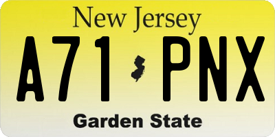 NJ license plate A71PNX