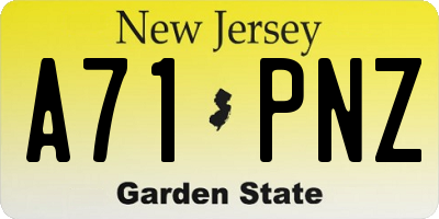 NJ license plate A71PNZ