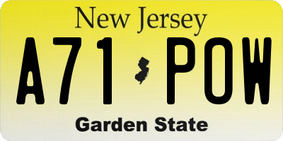 NJ license plate A71POW