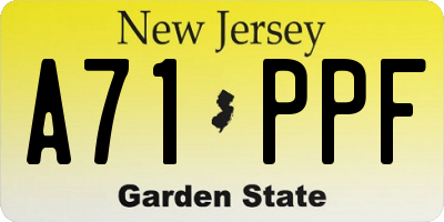 NJ license plate A71PPF