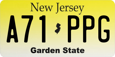 NJ license plate A71PPG