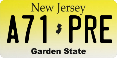 NJ license plate A71PRE