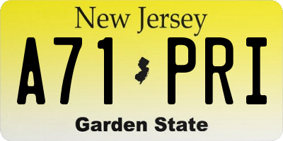NJ license plate A71PRI