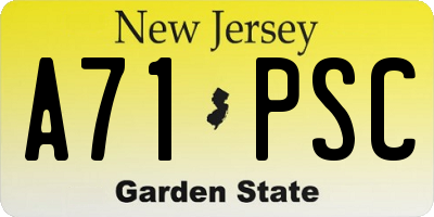 NJ license plate A71PSC