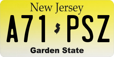 NJ license plate A71PSZ