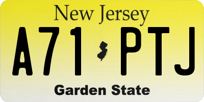 NJ license plate A71PTJ