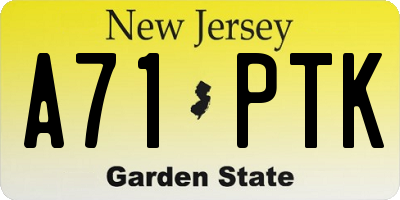 NJ license plate A71PTK