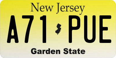 NJ license plate A71PUE