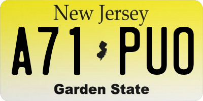 NJ license plate A71PUO