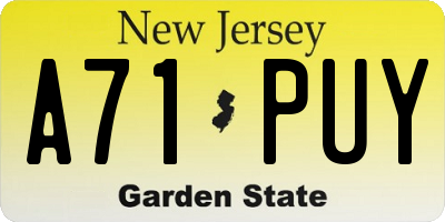 NJ license plate A71PUY