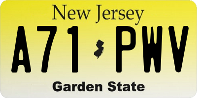 NJ license plate A71PWV