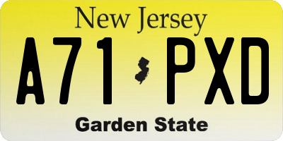 NJ license plate A71PXD